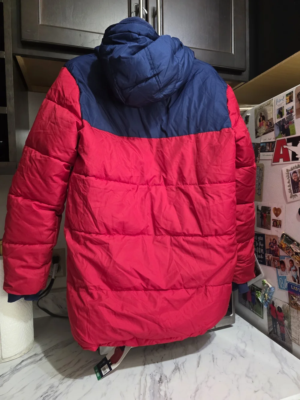 Lands' End Kids' Red & Navy Hooded Puffer Jacket Youth 18/20